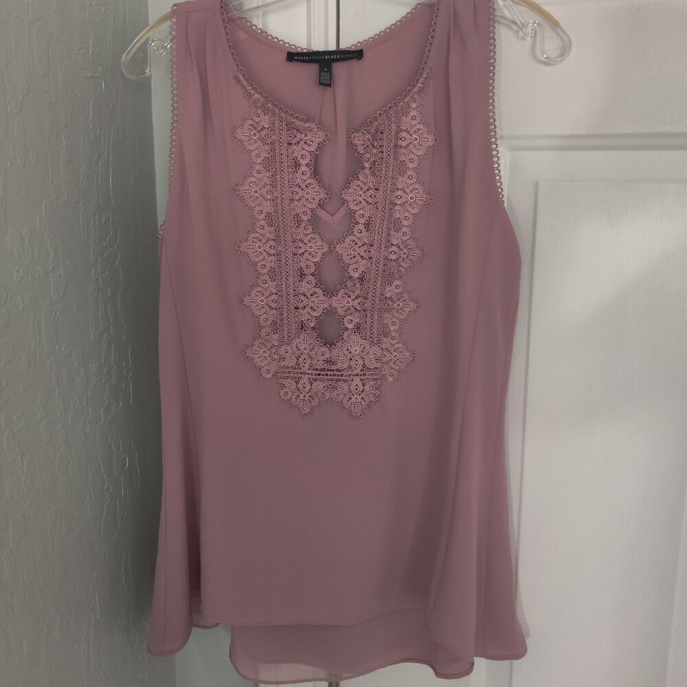 White House Black Market Pink Laced Sleeveless Blouse Size S